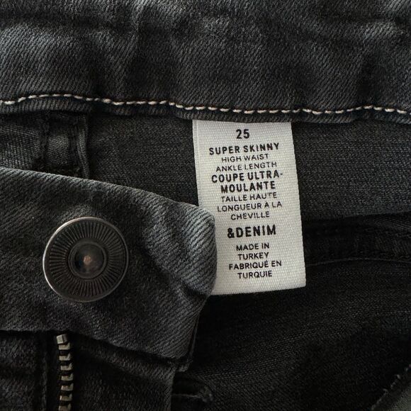 H&M &Denim SZ 25 Super Skinny Ankle Jeans High-Waist Stretch Black Wash Womens - Picture 8 of 9